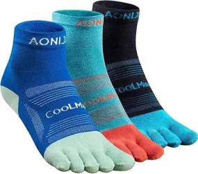 AONIJIE Running Ankle Toe Socks for Men and Women Lightweight Coolmax High Performance Five Finger Athletic Socks