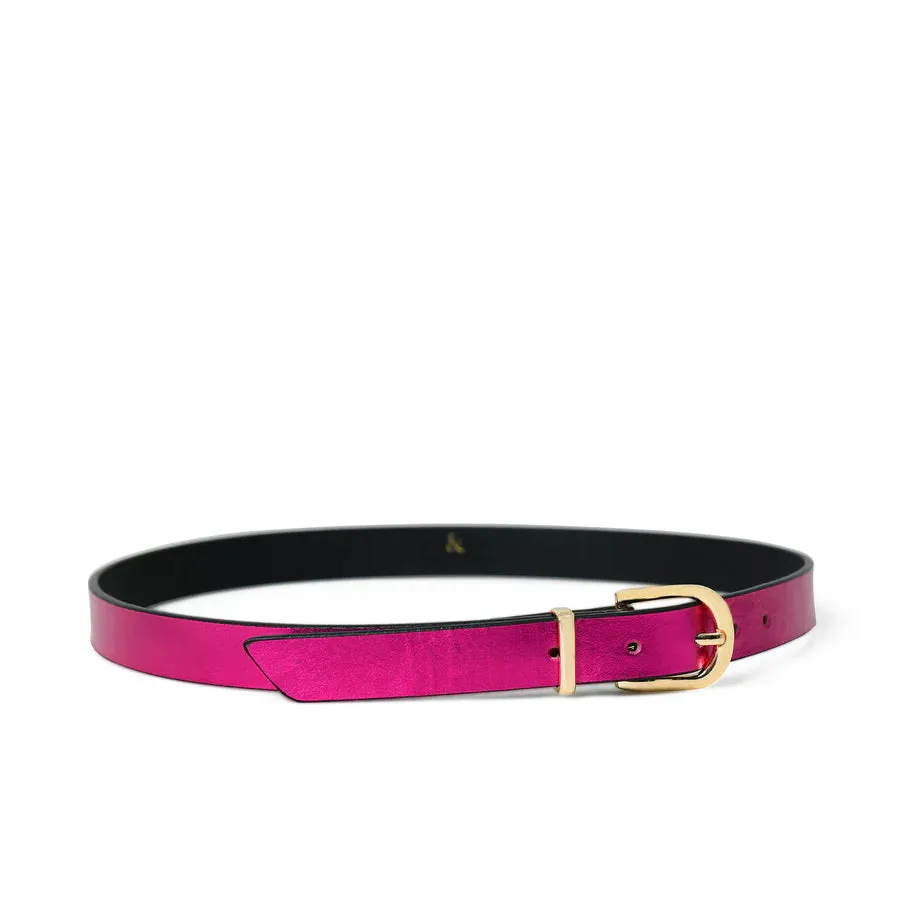 Bell & Fox Erina Leather Belt-Fuchsia Metallic
