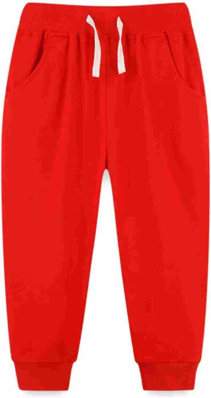 Boys Solid Baggy Causal Sweatpants Pull On Athletic Trousers Elastic Waist Midweight Jogger Pants with Pockets