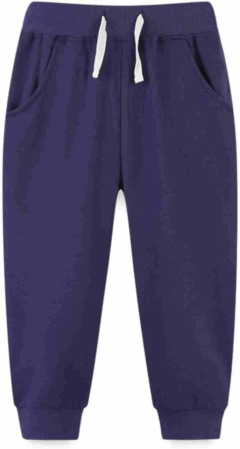 Boys Solid Baggy Causal Sweatpants Pull On Athletic Trousers Elastic Waist Midweight Jogger Pants with Pockets