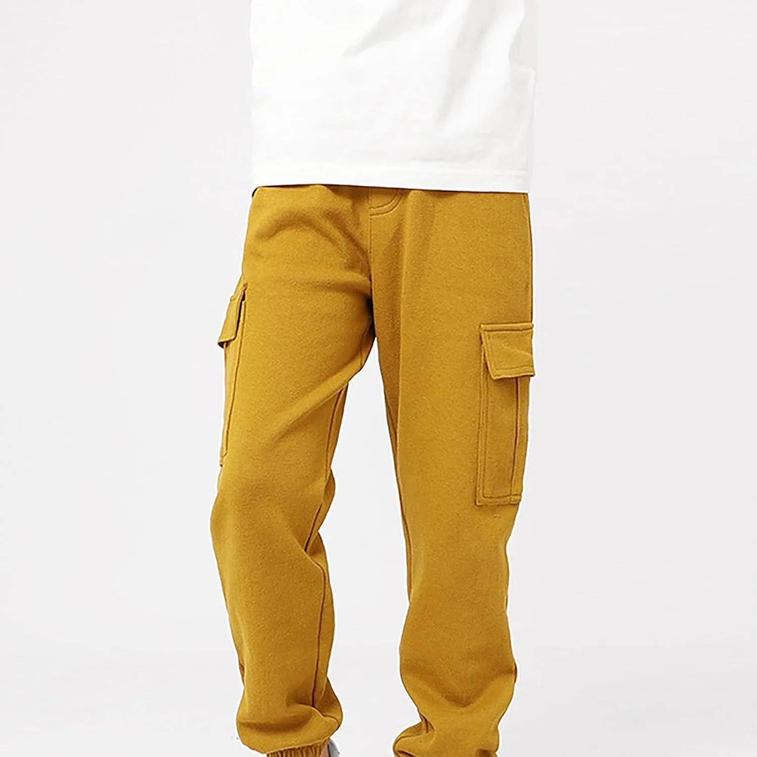 Boys Teens Midweight Sports Pants Athletic Jogger Pants Casual Baggy Pull-On Active Solid Color Cargo Sweatpants