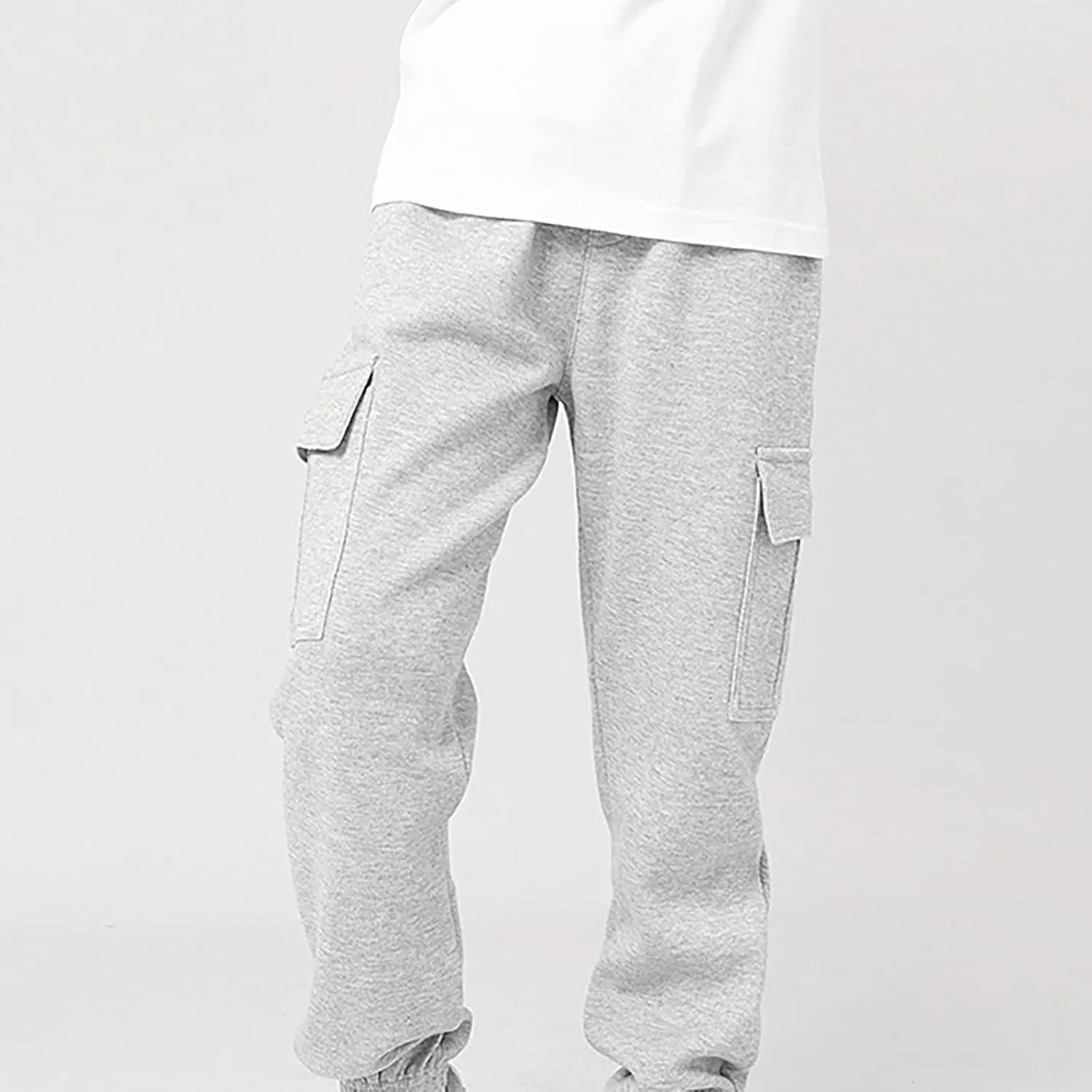 Boys Teens Midweight Sports Pants Athletic Jogger Pants Casual Baggy Pull-On Active Solid Color Cargo Sweatpants