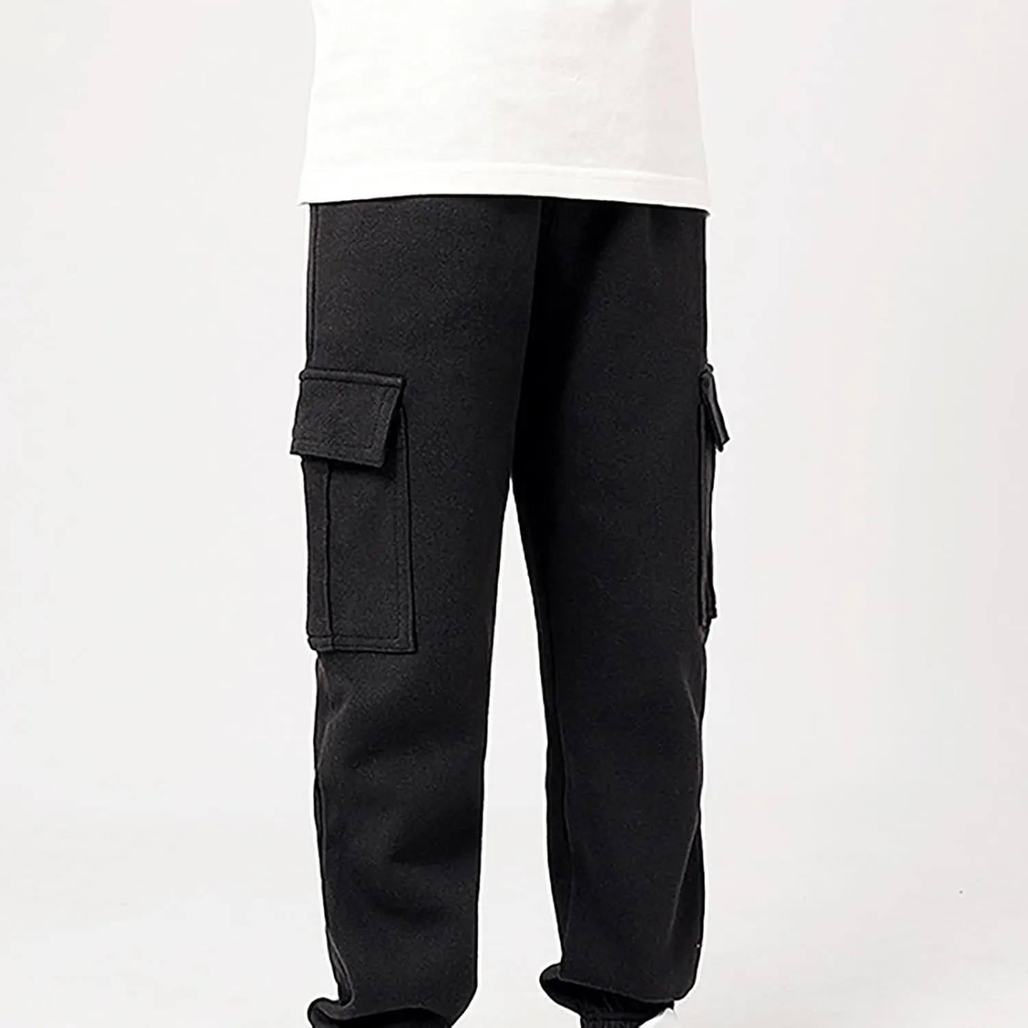 Boys Teens Midweight Sports Pants Athletic Jogger Pants Casual Baggy Pull-On Active Solid Color Cargo Sweatpants