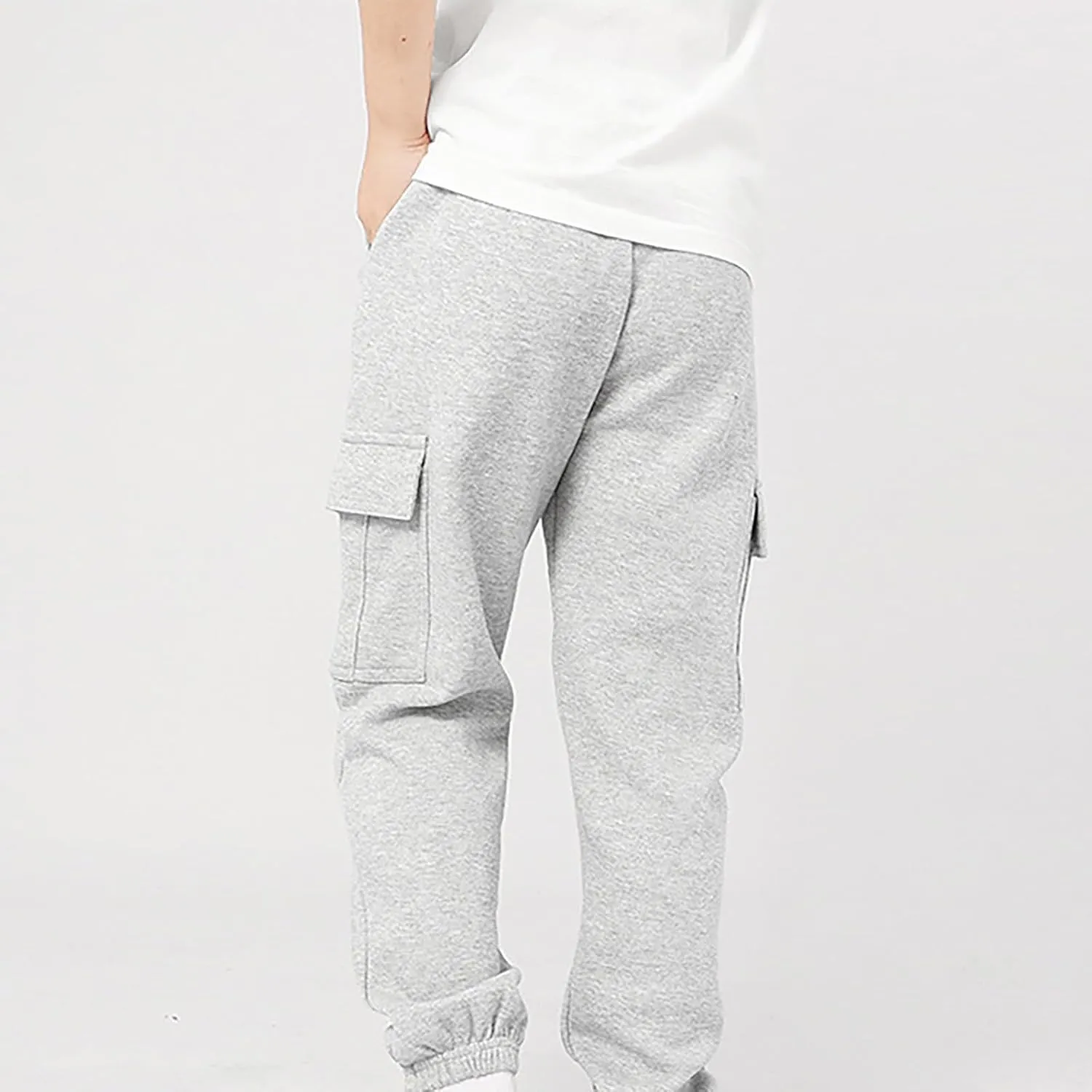 Boys Teens Midweight Sports Pants Athletic Jogger Pants Casual Baggy Pull-On Active Solid Color Cargo Sweatpants