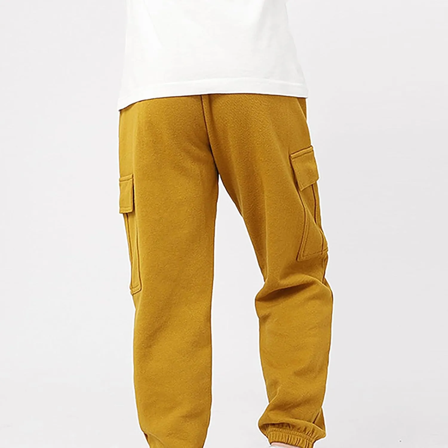 Boys Teens Midweight Sports Pants Athletic Jogger Pants Casual Baggy Pull-On Active Solid Color Cargo Sweatpants
