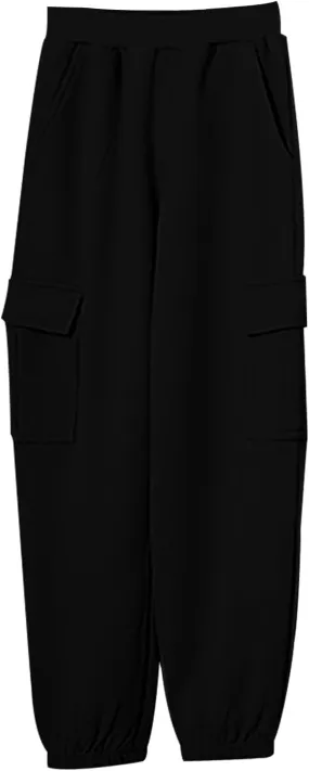 Boys Teens Midweight Sports Pants Athletic Jogger Pants Casual Baggy Pull-On Active Solid Color Cargo Sweatpants