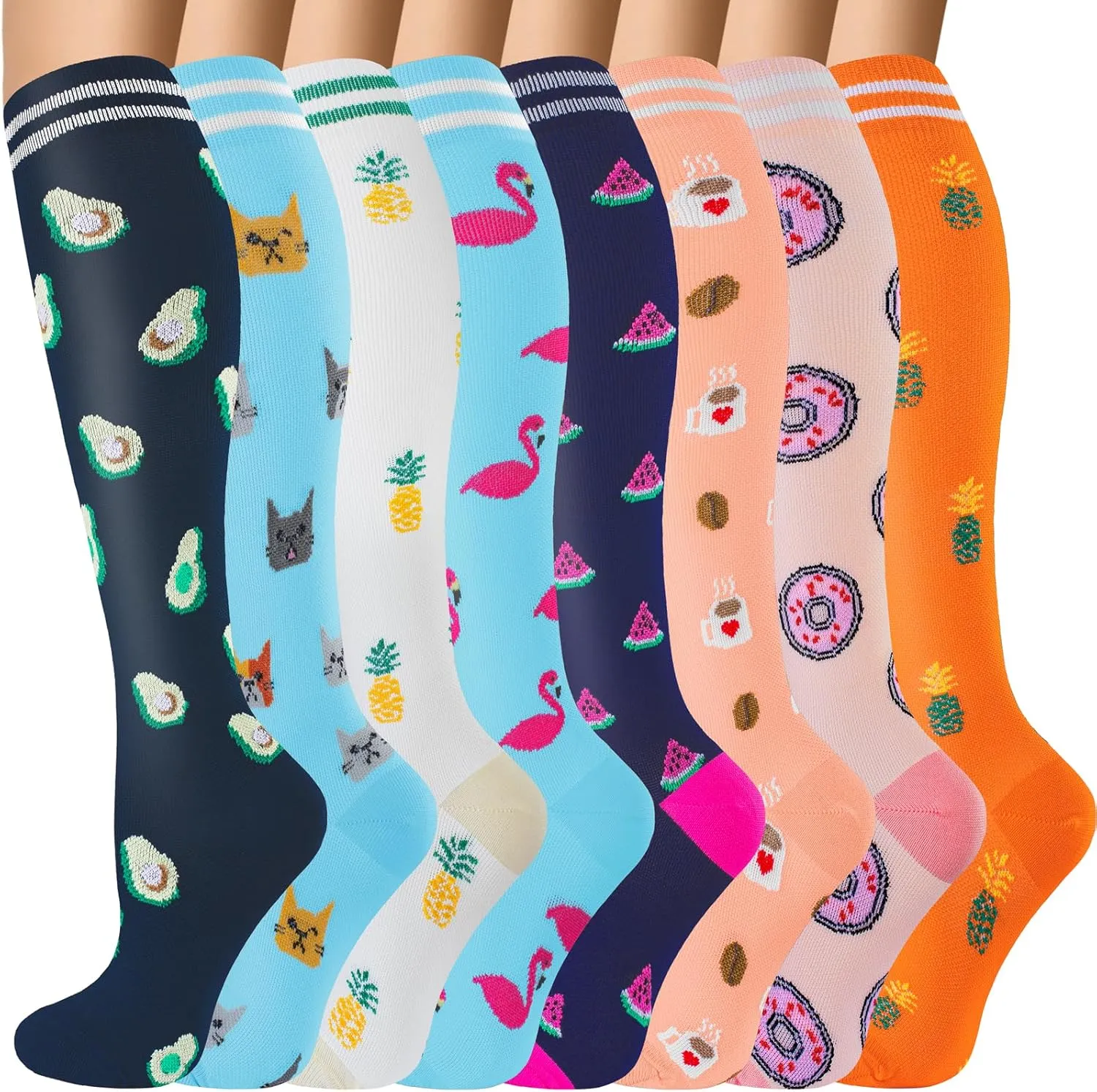 bropite Compression Socks for Women & Men 8 Pairs Circulation-Compression Socks 20-30 mmhg-Best for Running,Nurse,Travel,Yoga