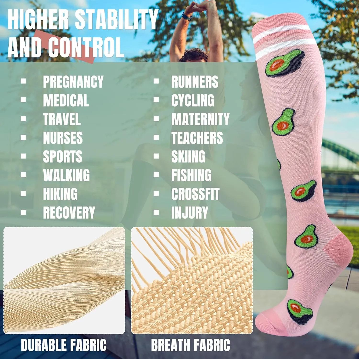 bropite Compression Socks for Women & Men 8 Pairs Circulation-Compression Socks 20-30 mmhg-Best for Running,Nurse,Travel,Yoga