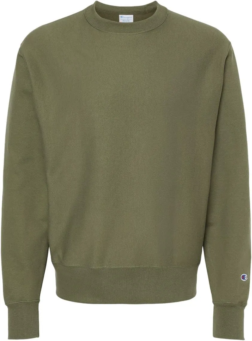 Champion Mens Reverse Weave Crewneck Sweatshirt, 2XL, Fresh Olive