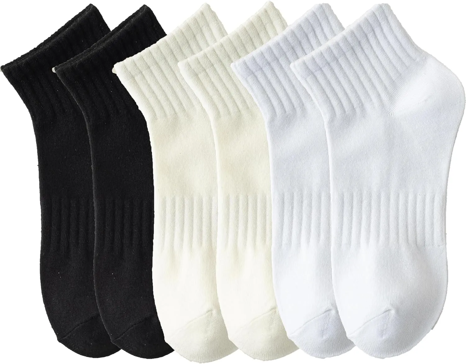 Cotton Ribbed Athletic Running Ankle Sports Socks Arch Support Breathable Cushioned Socks for Men Women (6 Pairs)
