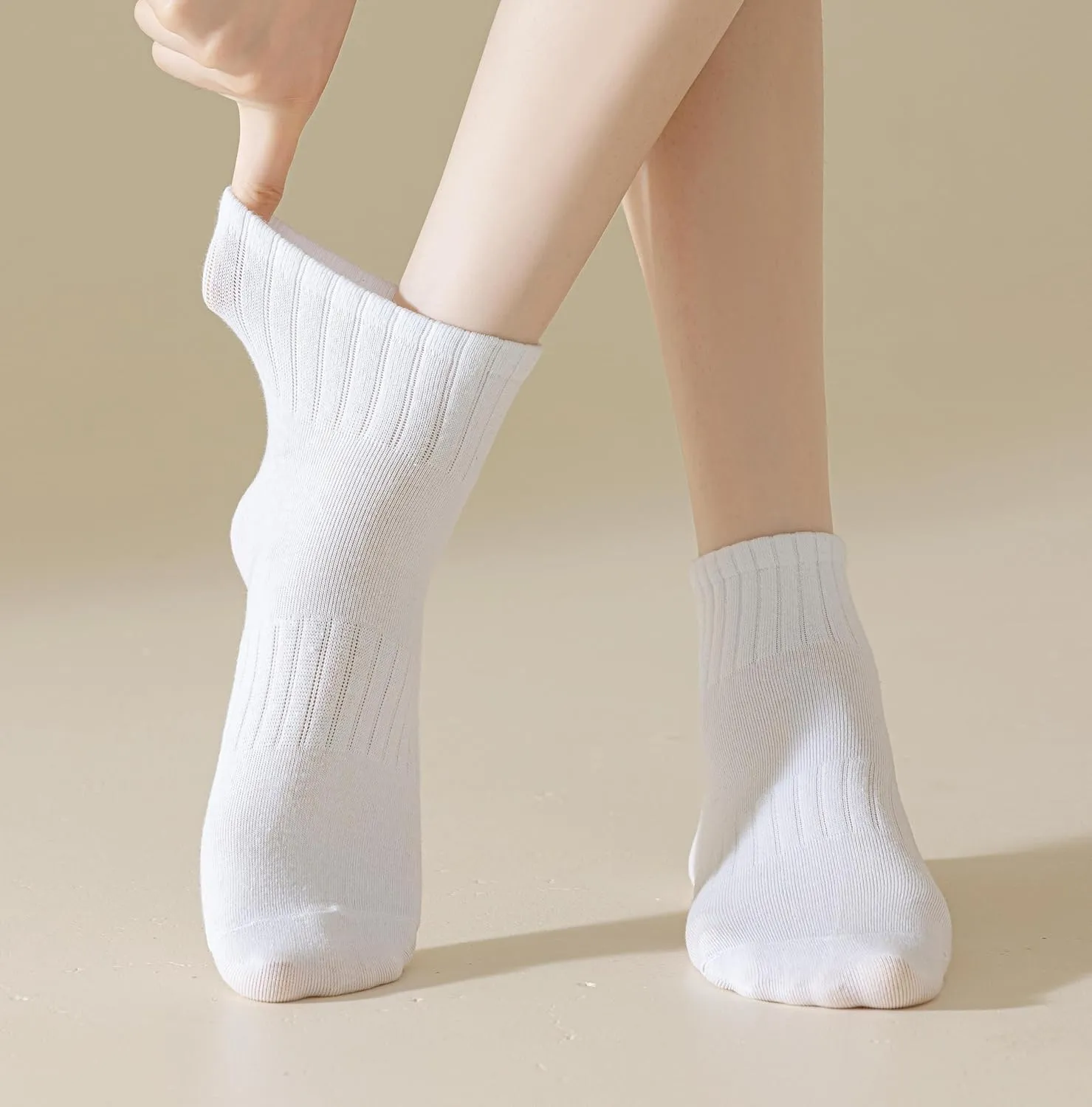 Cotton Ribbed Athletic Running Crew Sports Socks Arch Support Breathable Cushioned Socks for Men Women (6 Pairs)