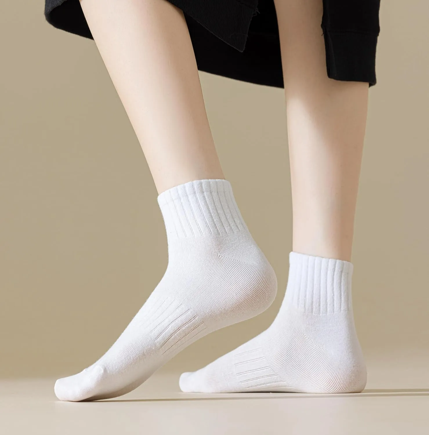Cotton Ribbed Athletic Running Crew Sports Socks Arch Support Breathable Cushioned Socks for Men Women (6 Pairs)