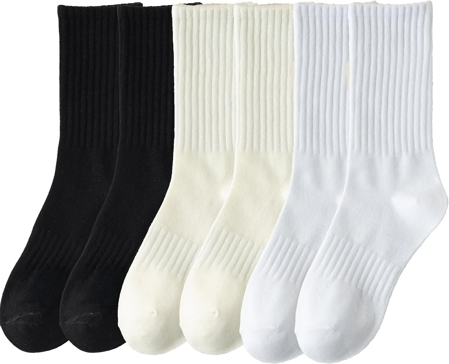 Cotton Ribbed Athletic Running Socks Sports Socks Arch Support Breathable Cushioned Socks for Men Women (6 Pairs)