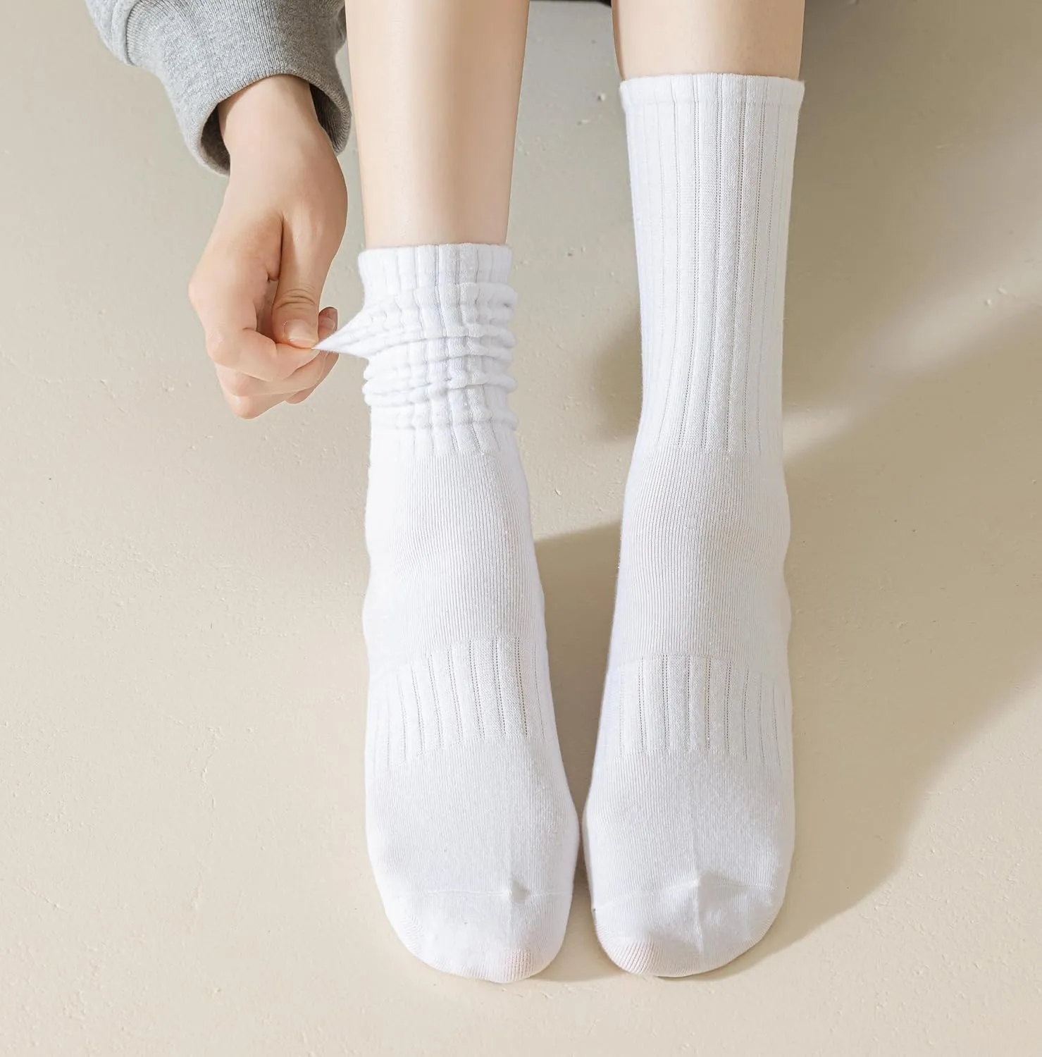 Cotton Ribbed Athletic Running Socks Sports Socks Arch Support Breathable Cushioned Socks for Men Women (6 Pairs)