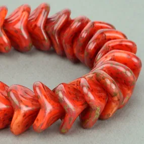 Czech Glass Large Bellflower (12x9mm) Orange Silk with Picasso Bead Strand by Raven's Journey