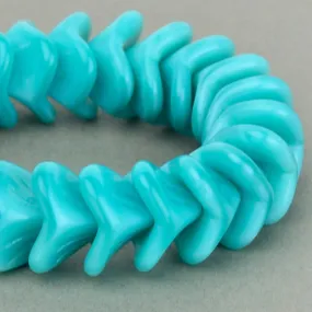 Czech Glass Large Bellflower (12x9mm) Turquoise Silk Bead Strand by Raven's Journey