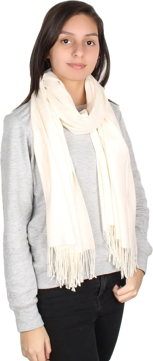 Gilbins Womens Solid Color Large Extra Soft Cashmere Blend Pashmina Shawl Wrap Scarf