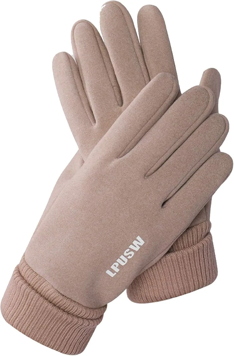Gloves Winter Gloves Touch Screen Warm Knit Gloves Elastic Cuff Anti-Slip Rubber Design Warm Gloves (Color : D)