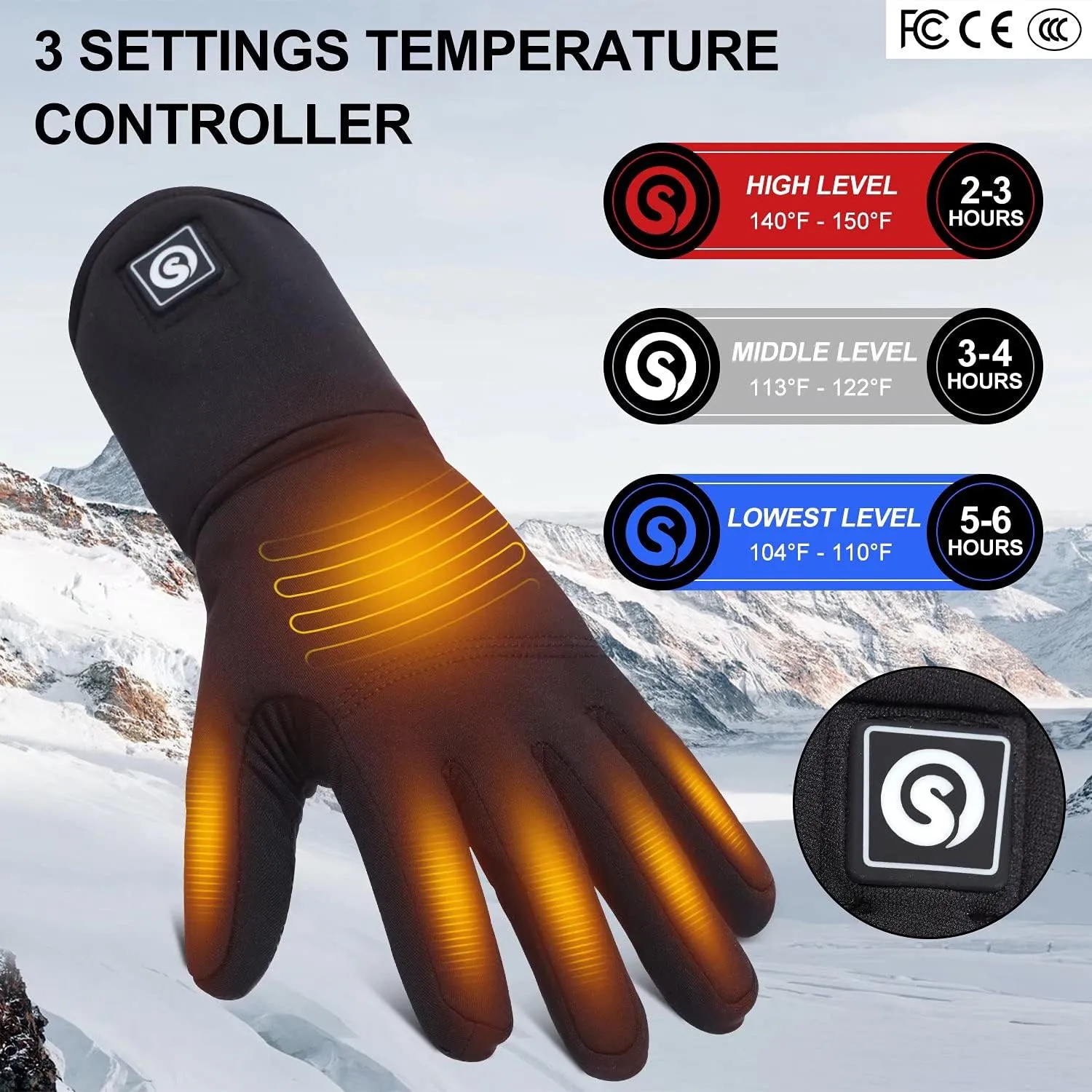 Heated Glove Liners for Men Women,Electric Battery Heated Gloves Rechargeable Thin Heated Work Gloves