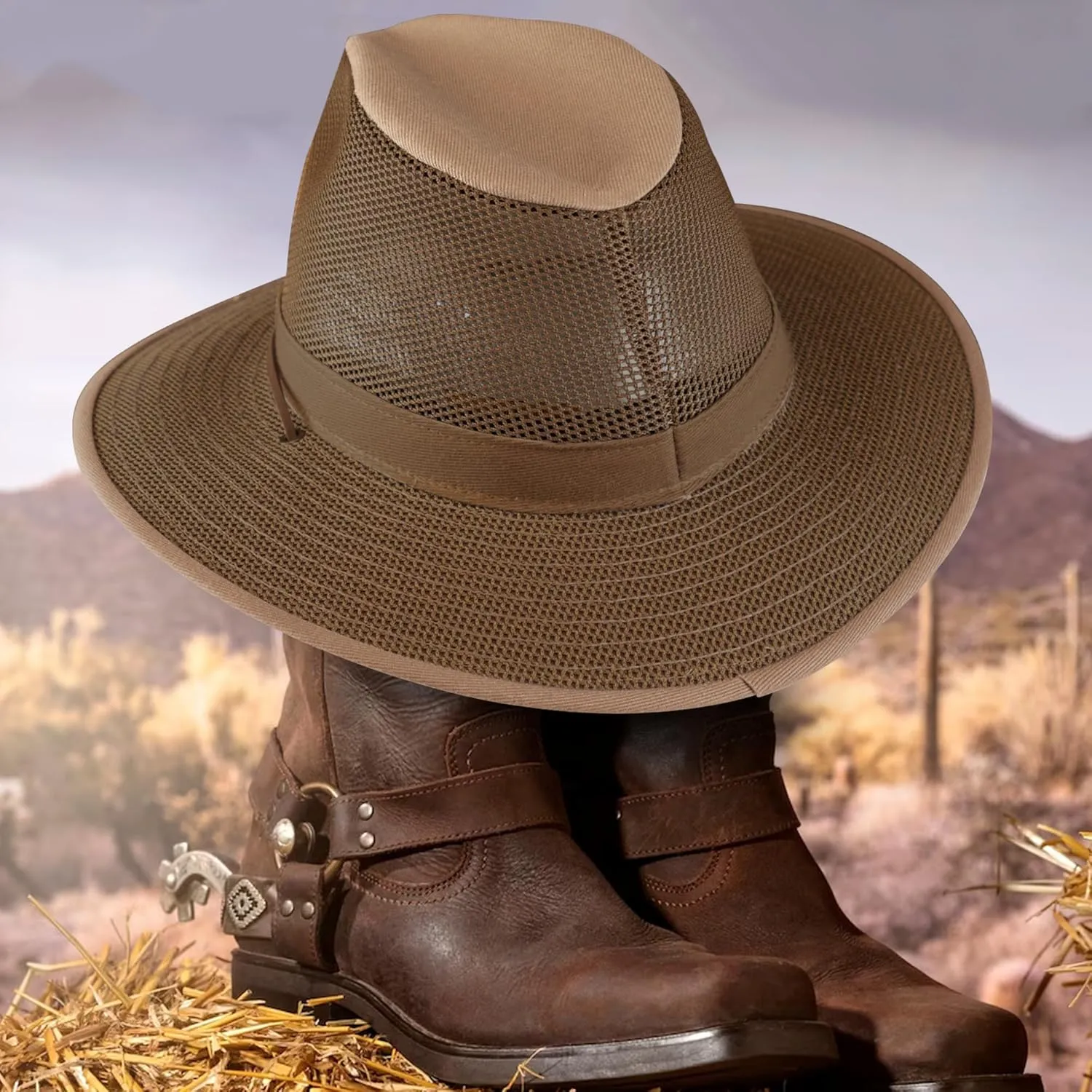 Henschel Aussie Mesh Breezer Hat - Packable Sun Protection for Outdoor Activities. Ideal for Hiking, Fishing & Camping.
