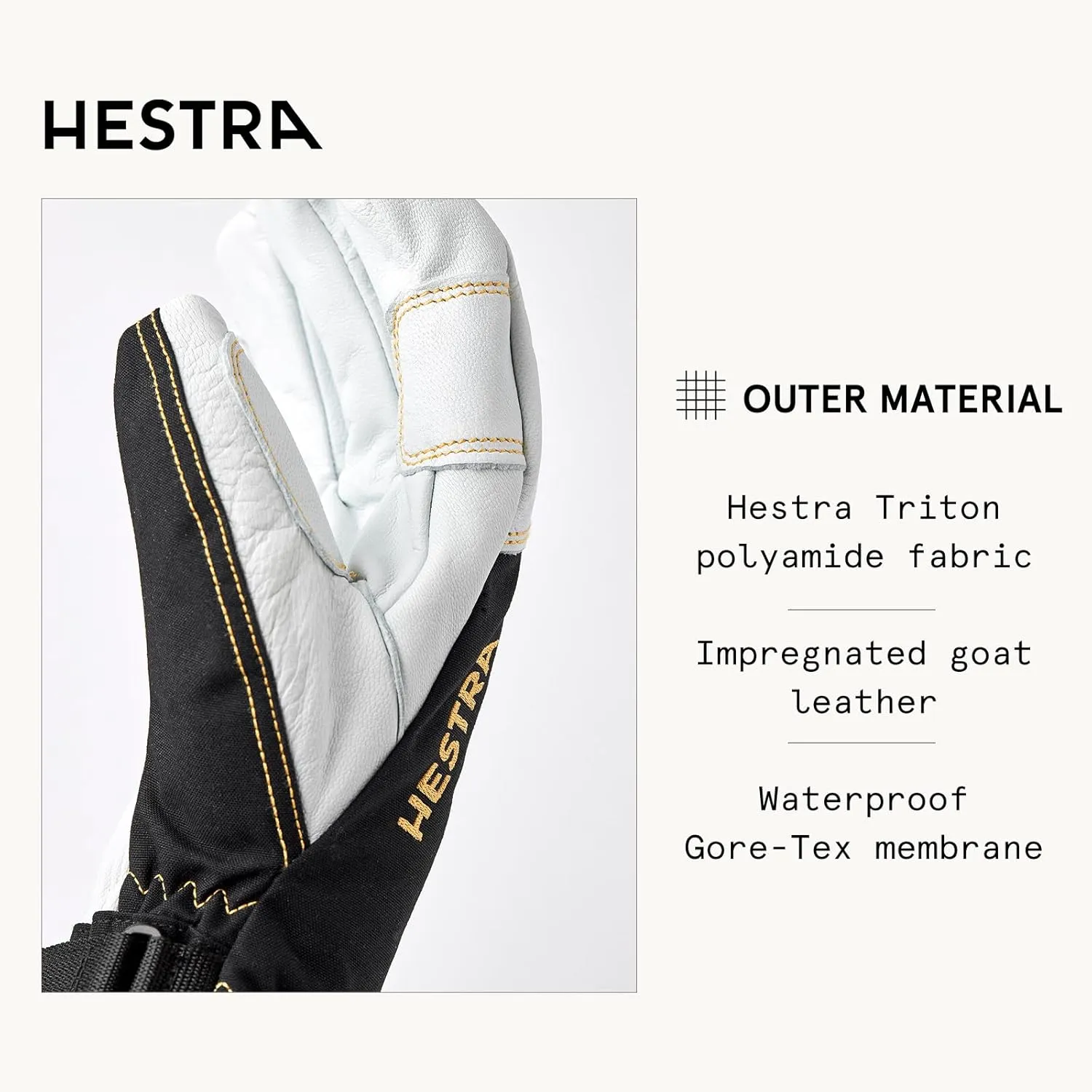 Hestra Waterproof Ski Gloves: Mens and Womens Army Leather Gore-Tex Cold Weather Gloves