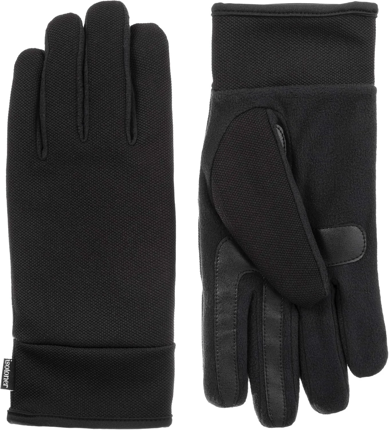 isotoner Men’s Tech Stretch Touchscreen Texting Double Lined Cold Weather Gloves with Water Repellent Technology