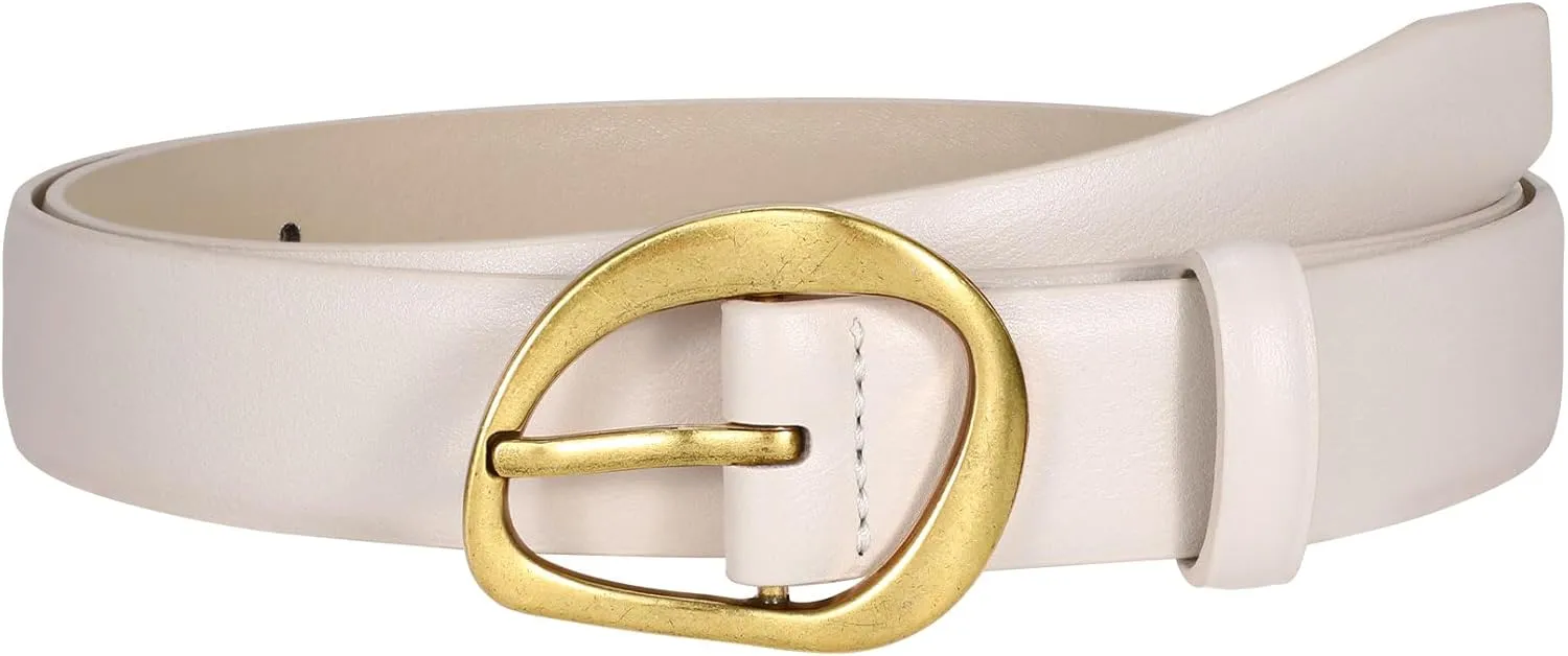 JASGOOD Leather Belts for Women Casual Fashion Waist Belt with Gold Buckle Ladies for Jeans Pants Dresses