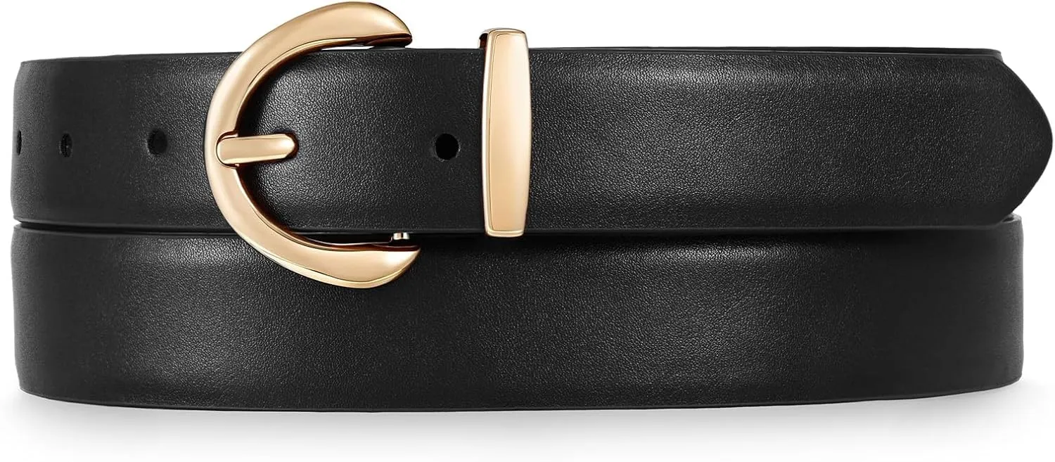 JASGOOD Women Leather Belt Fashion Ladies Waist Belt for Jeans Casual Faux Leather Belt with Gold Buckle