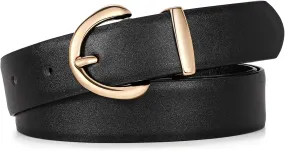 JASGOOD Women Leather Belt Fashion Ladies Waist Belt for Jeans Casual Faux Leather Belt with Gold Buckle