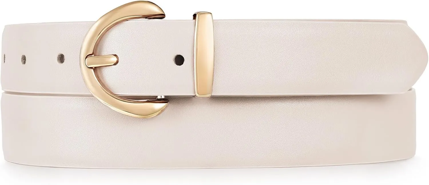 JASGOOD Women Leather Belt Fashion Ladies Waist Belt for Jeans Casual Faux Leather Belt with Gold Buckle
