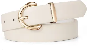 JASGOOD Women Leather Belt Fashion Ladies Waist Belt for Jeans Casual Faux Leather Belt with Gold Buckle