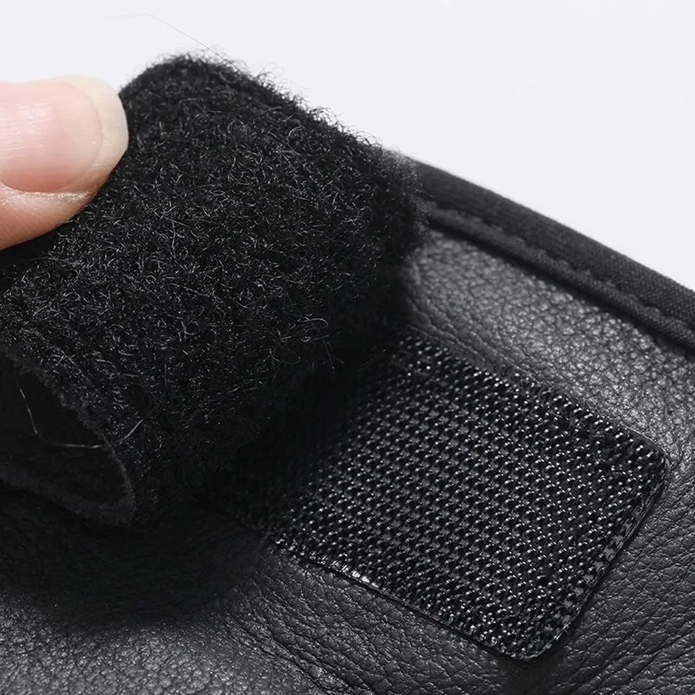 KANDUO Mens Cowhide Leather Gloves Fingerless Half Finger Motorcycle Thin Driving Biking Cycling Gloves (Color : Black, Size : Large)