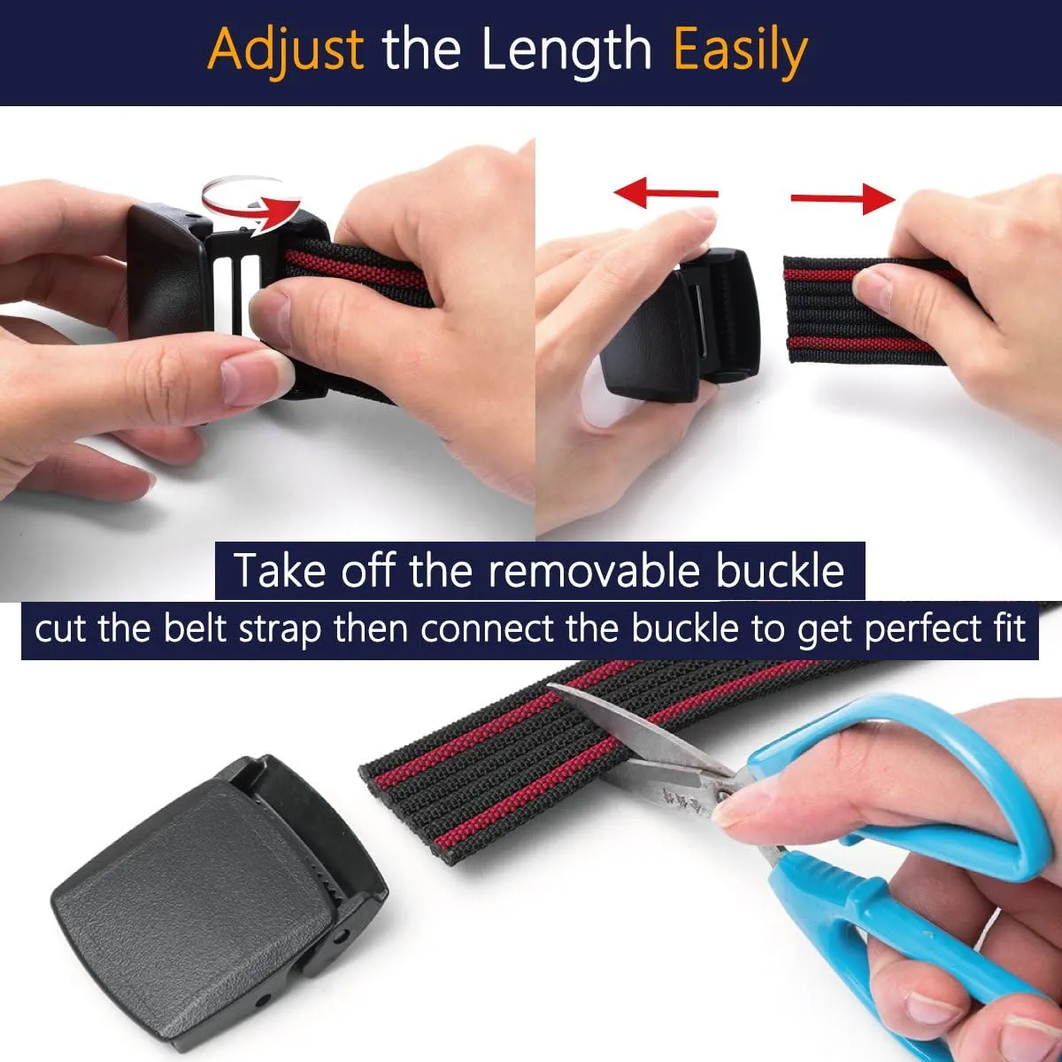 LionVII Nylon Belts Men, Breathable Web Belt with YKK Plastic Buckle Durable for Working, Trim to Fit 28-49" Waist
