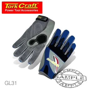 MECHANICS GLOVE MEDIUM SYNTHETIC LEATHER PALM AIR MESH BACK BLUE