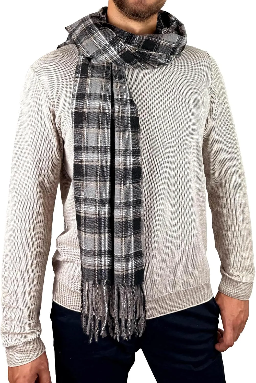 MELIFLUOS DESIGNED IN SPAIN Scarf for Men Reversible Elegant Cashmere Feel Men's Scarves for Spring Fall Winter