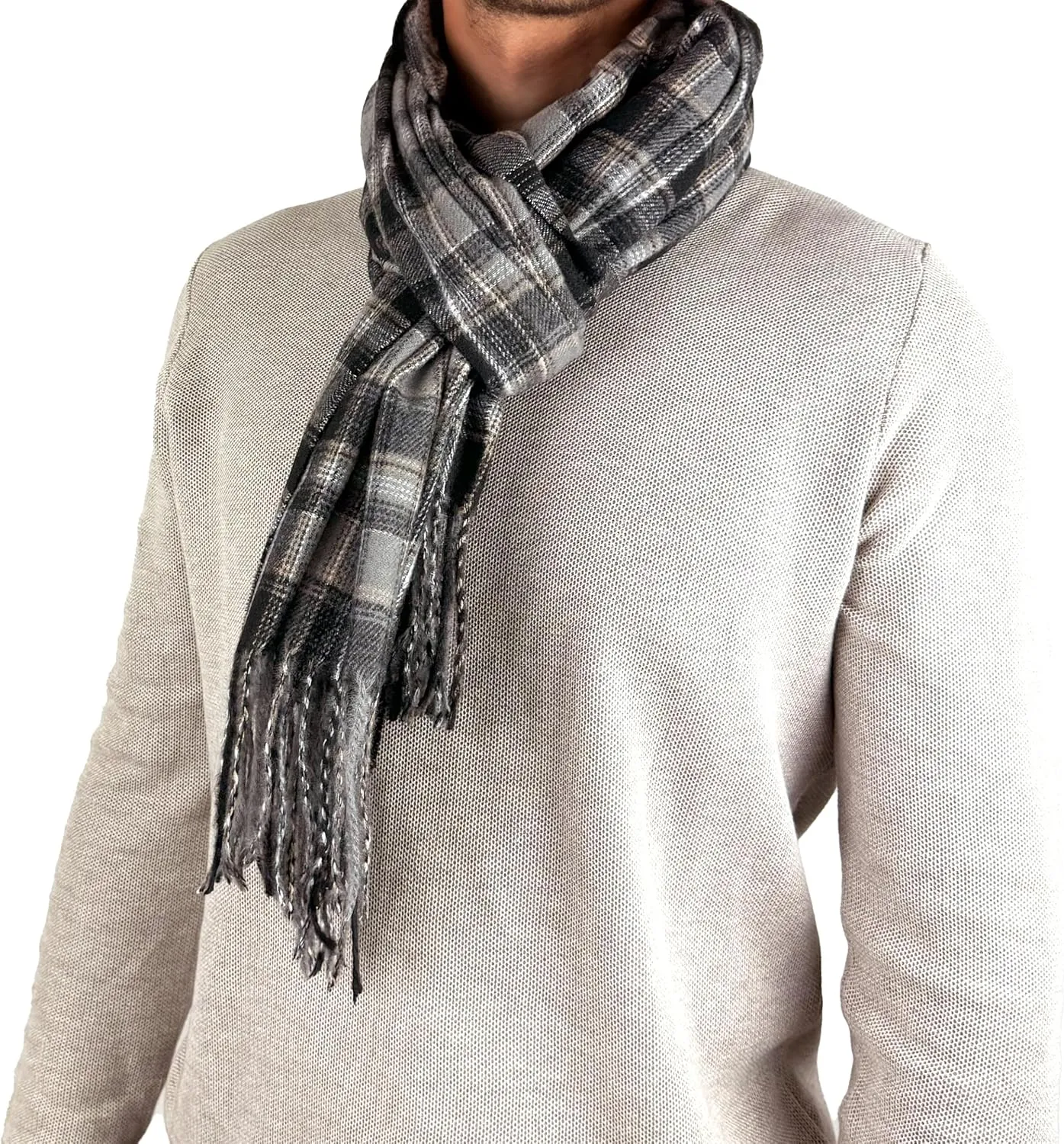 MELIFLUOS DESIGNED IN SPAIN Scarf for Men Reversible Elegant Cashmere Feel Men's Scarves for Spring Fall Winter
