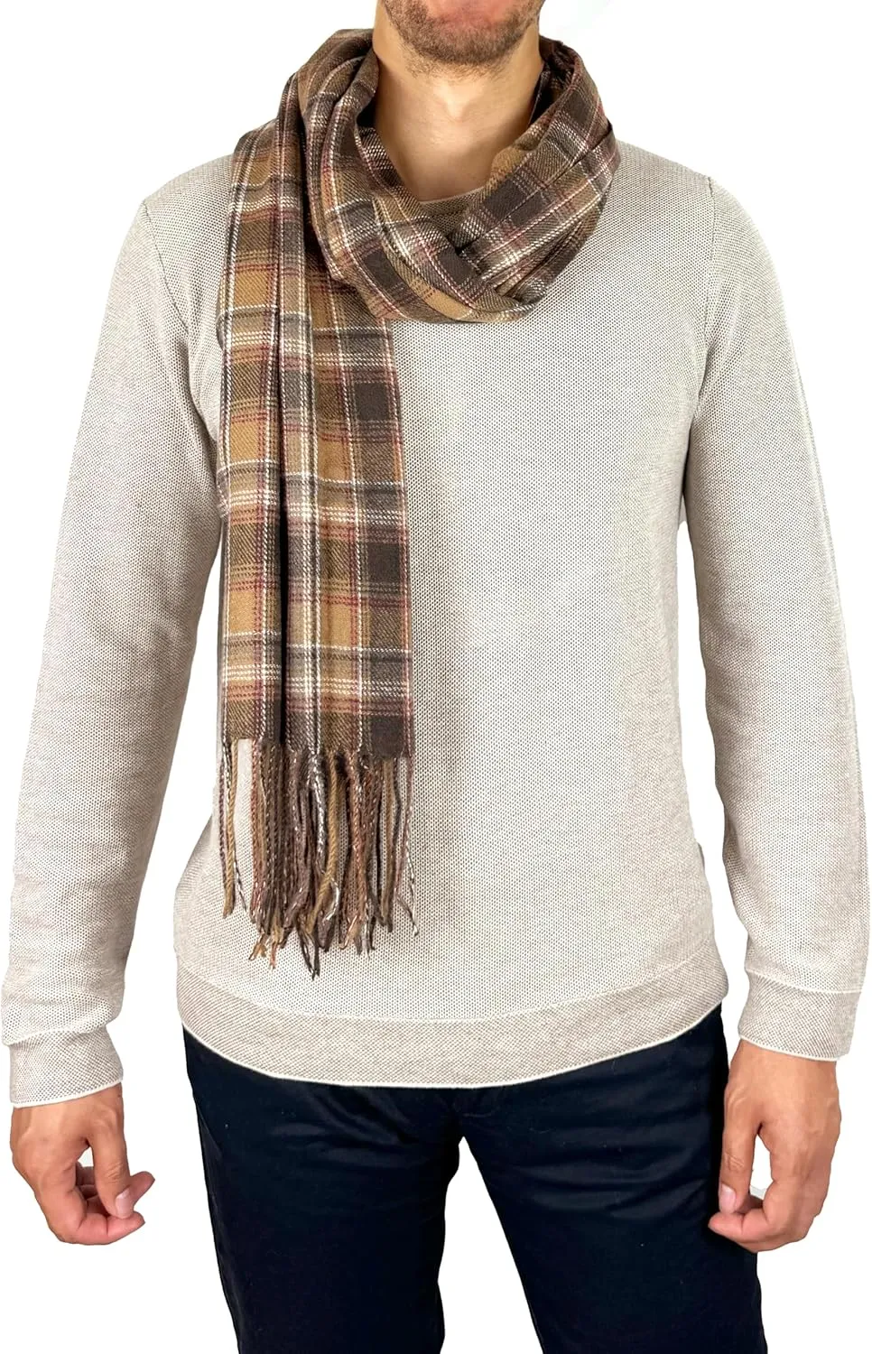 MELIFLUOS DESIGNED IN SPAIN Scarf for Men Reversible Elegant Cashmere Feel Men's Scarves for Spring Fall Winter