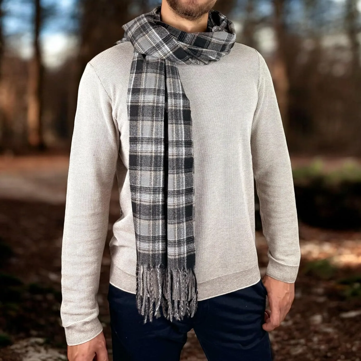 MELIFLUOS DESIGNED IN SPAIN Scarf for Men Reversible Elegant Cashmere Feel Men's Scarves for Spring Fall Winter