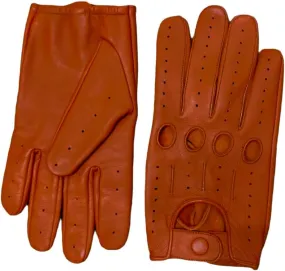 Men's Genuine Leather Driving Gloves with Knuckle Holes