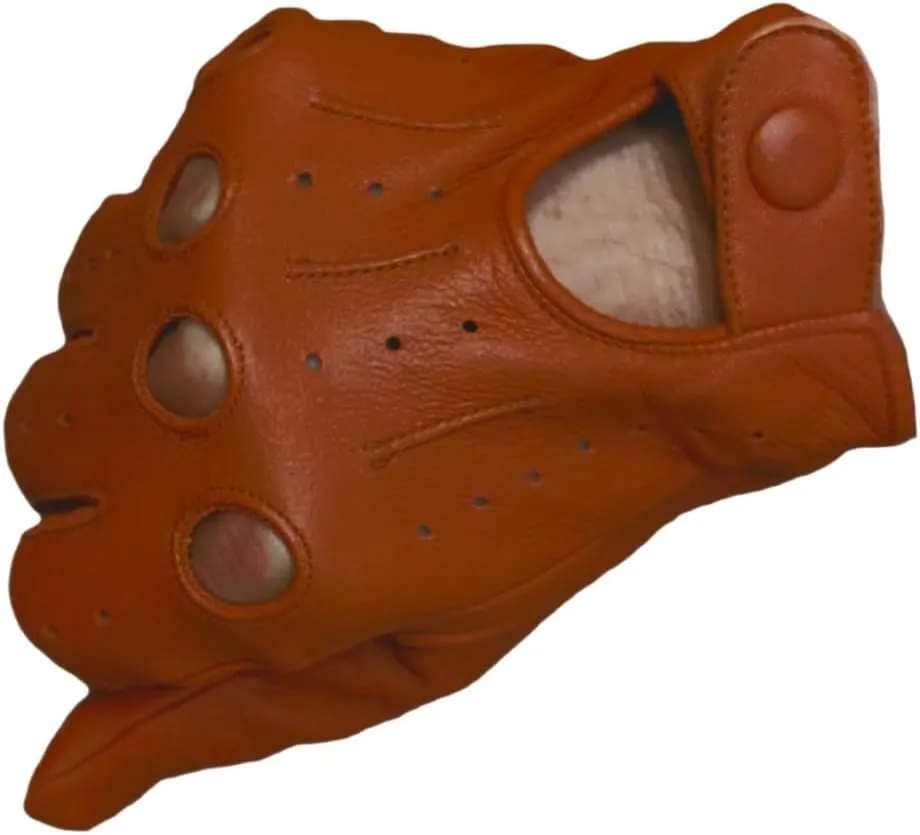 Men's Genuine Leather Driving Gloves with Knuckle Holes