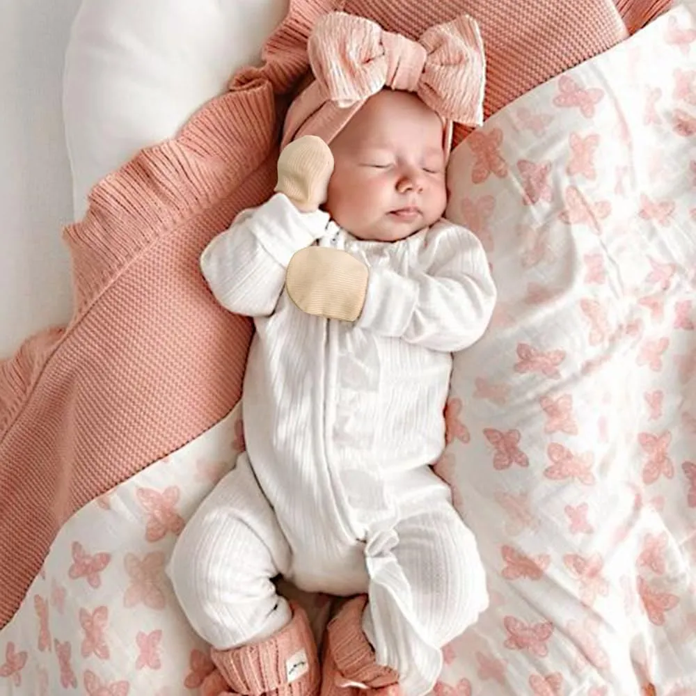 Newborn Baby Mittens No Scratch Elastic Wrist Gloves Infant Toddler Mittens for Baby Boy Girl 0-6 Months