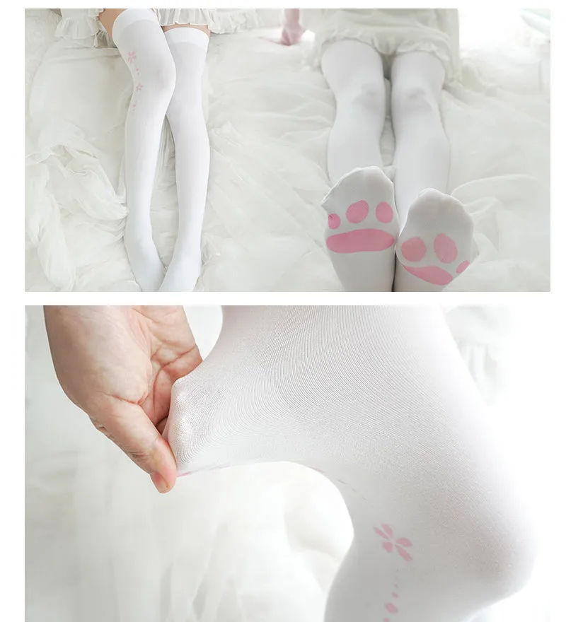 Sakura Cat Paw Thigh High Thights