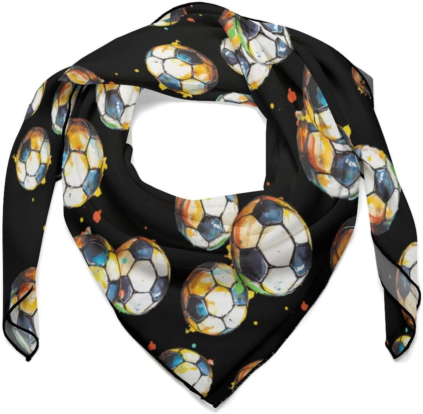 Soccer Balls Sports Footballs Square Head Scarves Silk Scarf for Women Men Wrap Neck Scarf Lightweight Bandana