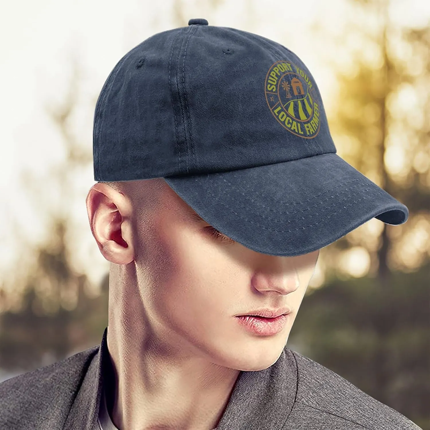 Support Your Local Farmer Mens hat Farm Vintage Cotton Washed Baseball Caps Adjustable Dad Hat Crazy
