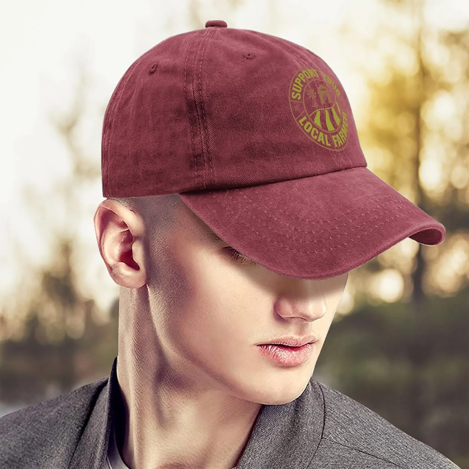 Support Your Local Farmer Mens hat Farm Vintage Cotton Washed Baseball Caps Adjustable Dad Hat Crazy