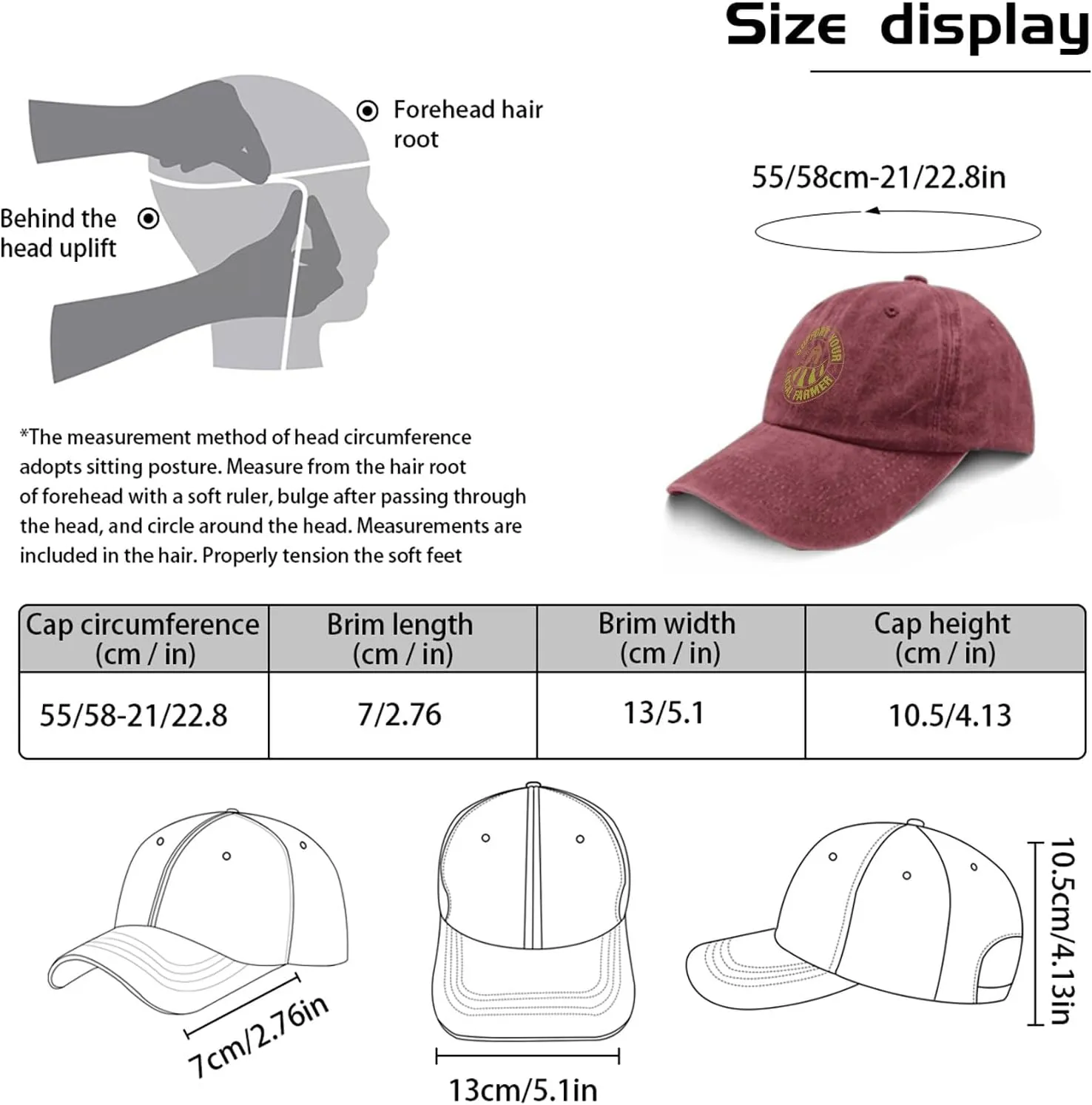 Support Your Local Farmer Mens hat Farm Vintage Cotton Washed Baseball Caps Adjustable Dad Hat Crazy