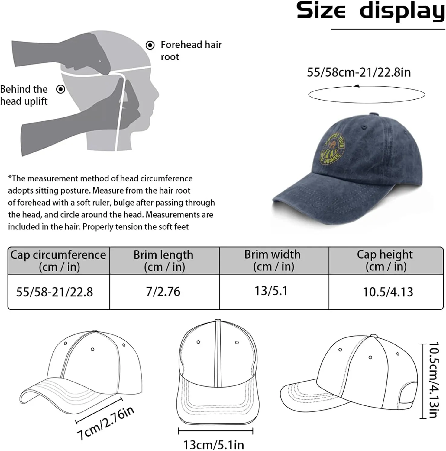 Support Your Local Farmer Mens hat Farm Vintage Cotton Washed Baseball Caps Adjustable Dad Hat Crazy