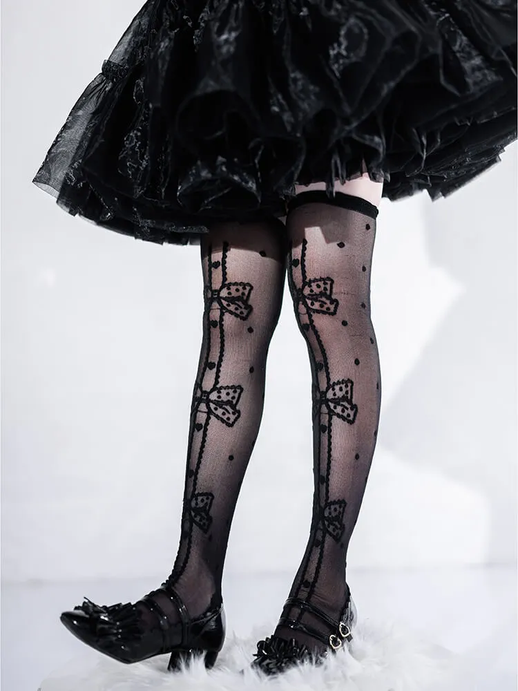 Sweet Dots Bows Over Knee Socks