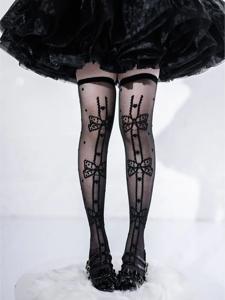 Sweet Dots Bows Over Knee Socks