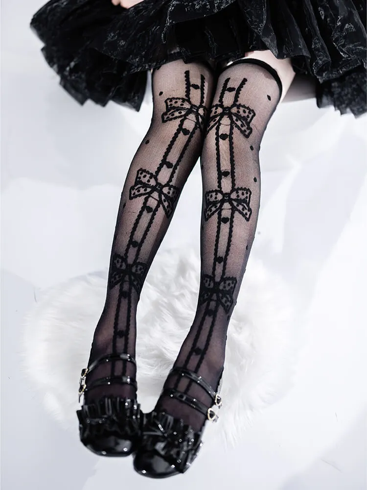 Sweet Dots Bows Over Knee Socks